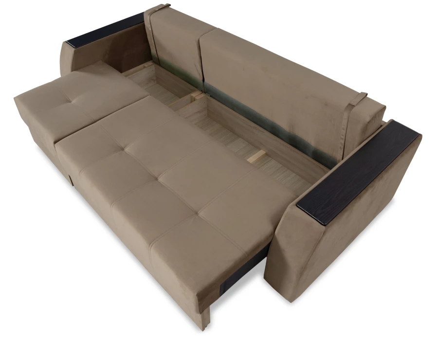 Прямой диван-кровать Спинер, раскладной, коричневый, 256х108х90 см (изображение №10)