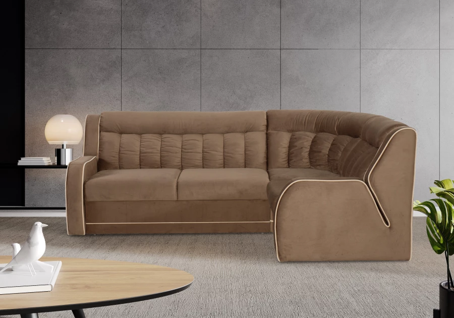 Угловой диван-кровать Блистер 2, коричневый, 259х183х97 см (изображение №12)