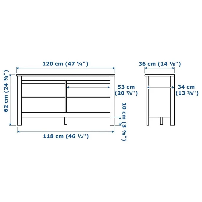 Тумба под ТВ - IKEA BRUSALI / ИКЕА БРУСАЛИ  , 120х36х62 см, белый (изображение №3)