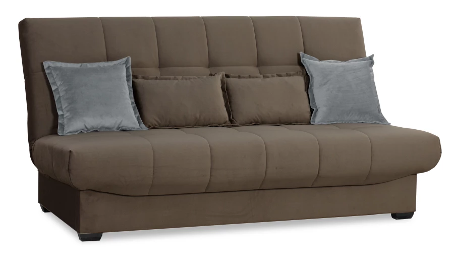 Прямой диван-кровать Аккорд велюровый, раскладной, песочно-серый, 192х100х95 см (изображение №10)