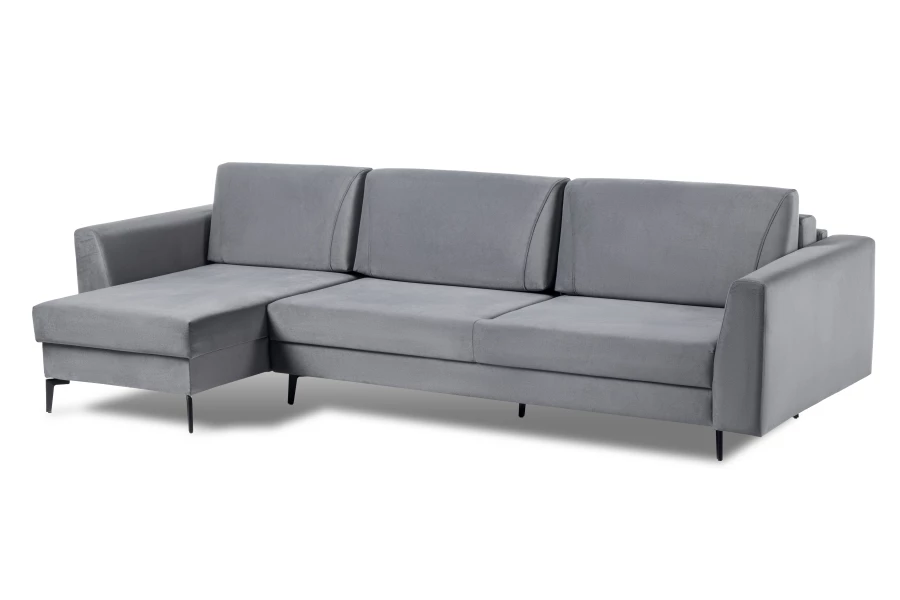 Диван-кровать Тенериф 1, велюровый, раскладной серый велюр, 315х157х70 см (изображение №4)