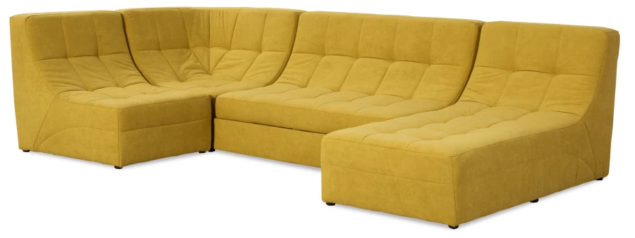 Угловой диван-кровать Палладиум 2, модульный, горчичный,  325х185х88 см (изображение №2)