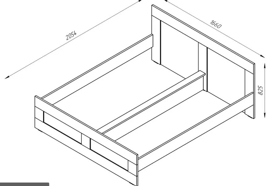 Кровать двойная СИРИУС - аналог IKEA BRIMNES, 160x200 см, сонома (изображение №2)