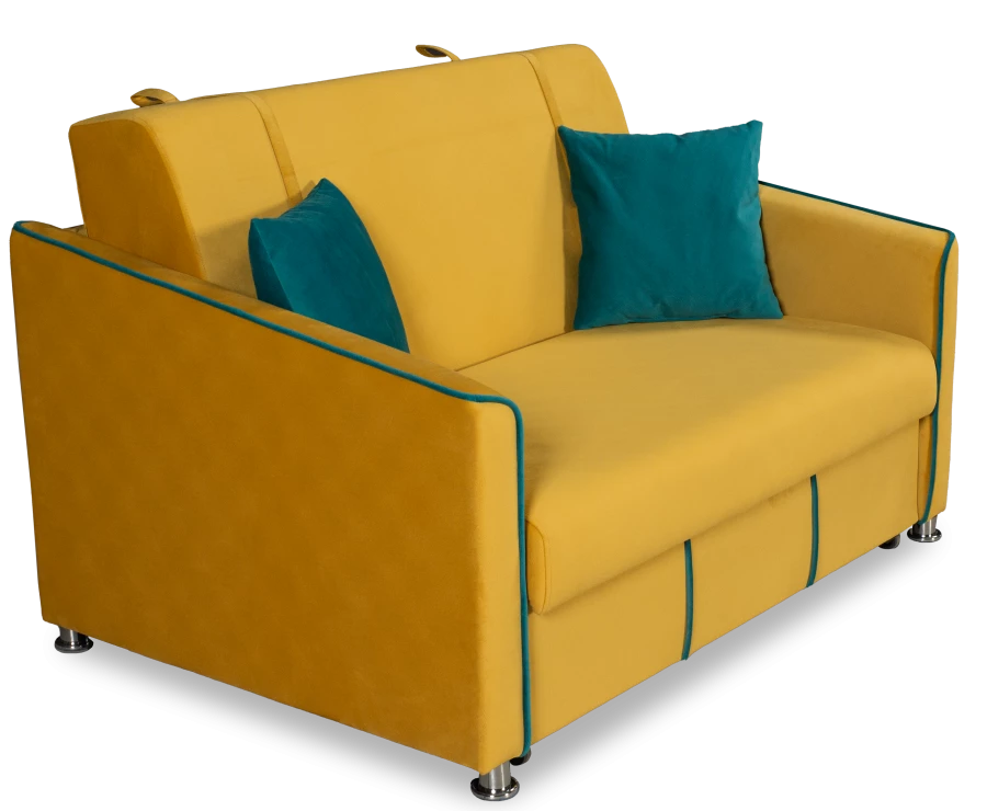 Прямой диван-кровать Милан, велюровый, раскладной, горчично-желтый, 149х99х91 см (изображение №7)