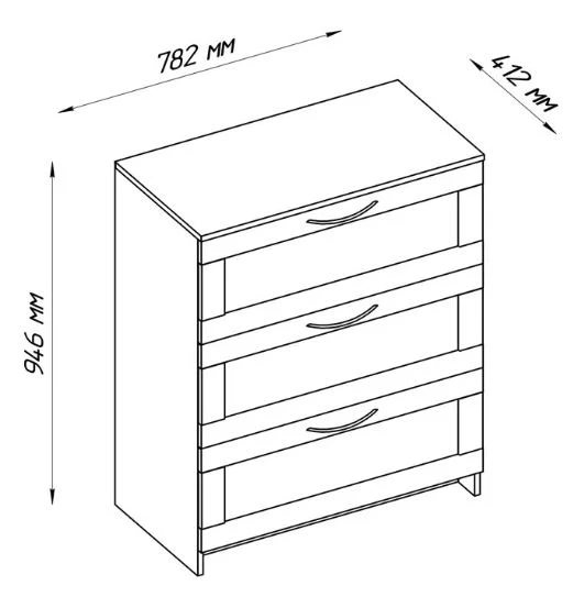 Комод 3 ящика СИРИУС - аналог IKEA BRIMNES, сонома (изображение №4)