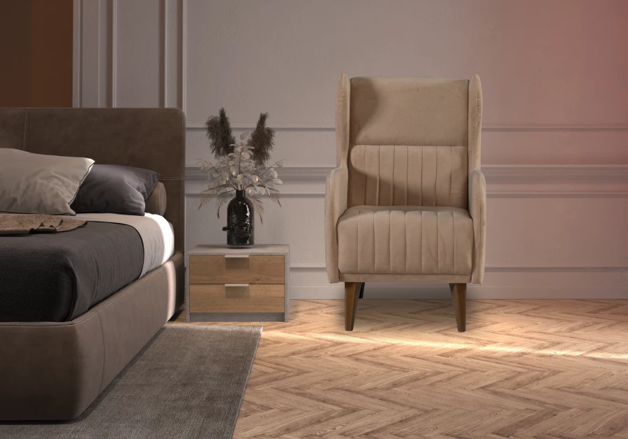 Кресло мягкое Градара, велюр, анатомическое, бежево-коричневый, 66х84х102 см (изображение №7)