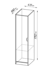 Шкаф ОРИОН 1 дверь - аналог IKEA KLEPPSTAD, 175,2x55x41.3 см, сонома