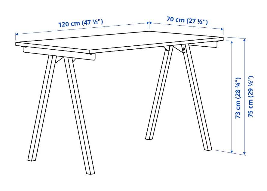Письменный стол - IKEA TROTTEN, 120х70 см, белый, ТРОТТЕН ИКЕА (изображение №7)