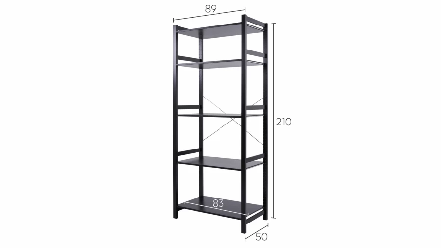 Стеллаж 5 полок - аналог IKEA/IVAR/ИВАР/УДОРА/ ИКЕА,  89x210x50см, черный (изображение №5)