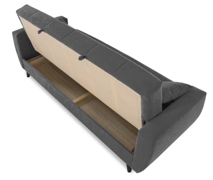 Диван-кровать Бетти 2 велюровый, раскладной, темно-серый, 236х88х96 см (изображение №9)