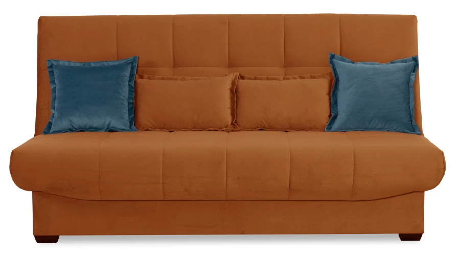 Прямой диван-кровать Аккорд, велюровый, раскладной, терракотовый, 192х100х95 см (изображение №4)