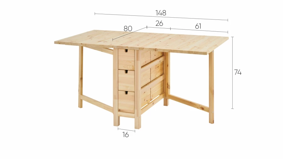 Кухонный стол складной -  аналог IKEA NORDEN/НОРДЕН/МЫРПОМ/ ИКЕА, 26/87/148x80см, прозрачный (изображение №7)