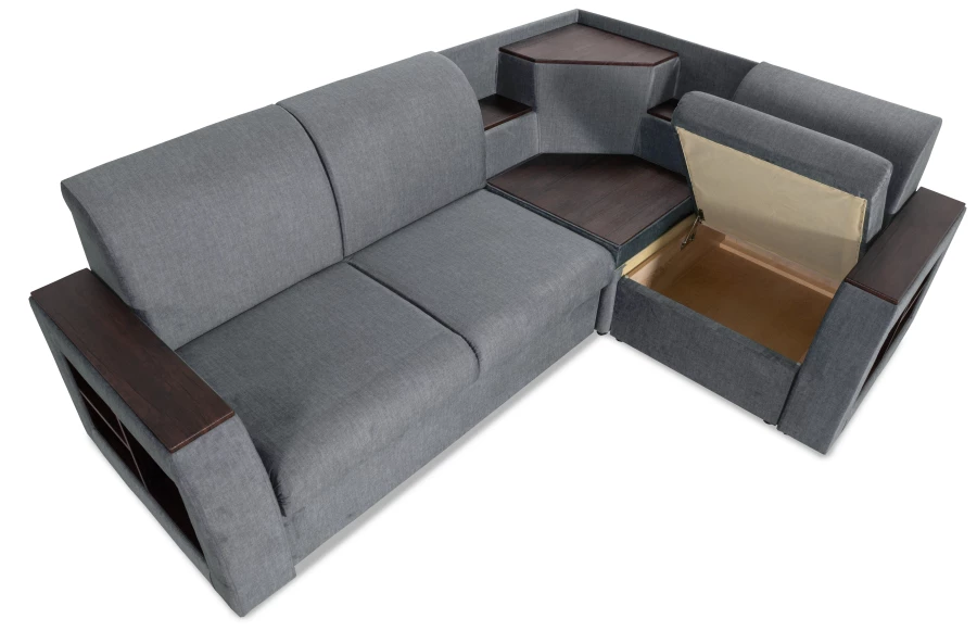 Угловой диван-кровать Сенатор, серый, 260х187х92 см (изображение №9)