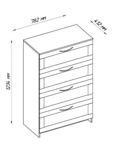 Комод 4 ящика СИРИУС - аналог IKEA BRIMNES, белый (изображение №3)