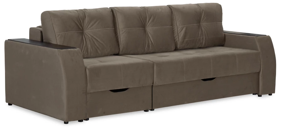 Прямой диван-кровать Спинер, раскладной, песочно-серый, 256х108х90 см (изображение №1)