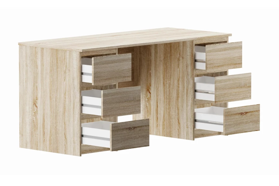 Письменный стол с 6 ящиками Кастор - аналог IKEA KULLEN,151х65х75,сонома (изображение №2)