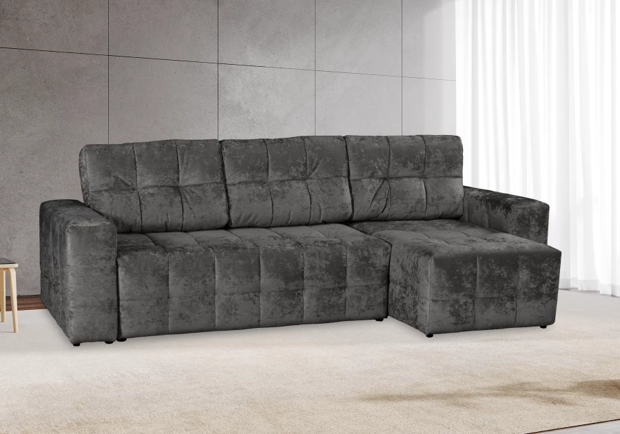 Угловой диван-кровать Реал, темно-серый, 228х160х97 см (изображение №8)