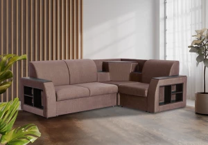 Второе фото. Угловой диван-кровать Сенатор, коричневый, 260х187х92 см