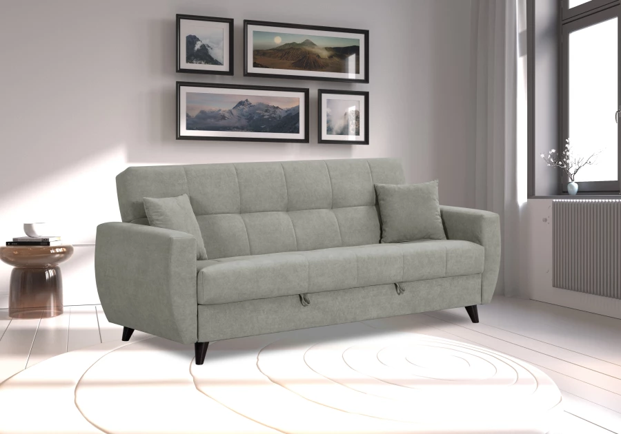 Диван-кровать Бетти 2, велюровый, раскладной, серый, 236х88х96 см (изображение №11)