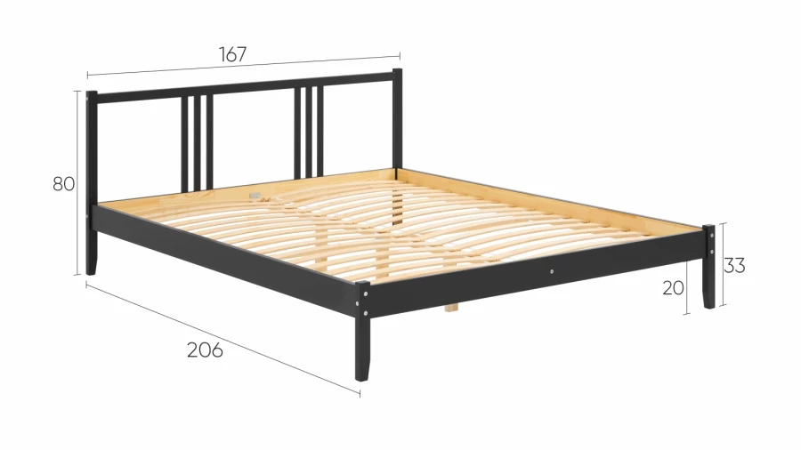 Кровать - аналог IKEA IDANAS/IDANÄS/УСКАР/ИКЕА 160х200 см, черный (изображение №5)