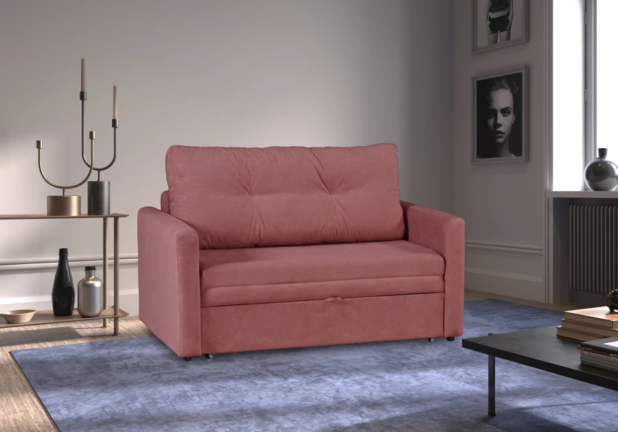 Диван-кровать Юнат 120, раскладной, розово-сиреневый с мелкими разводами, 142х87х94 см (изображение №10)