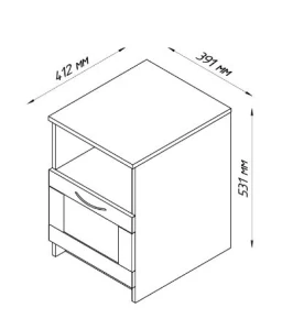 Тумба прикроватная ящик и полка СИРИУС - аналог IKEA BRIMNES, белый