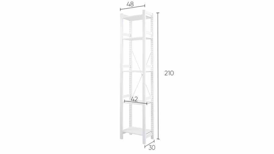 Стеллаж 5 полок - аналог IKEA/IVAR/ИВАР/УДОРА/ ИКЕА,  49x210x30см, белый (изображение №5)