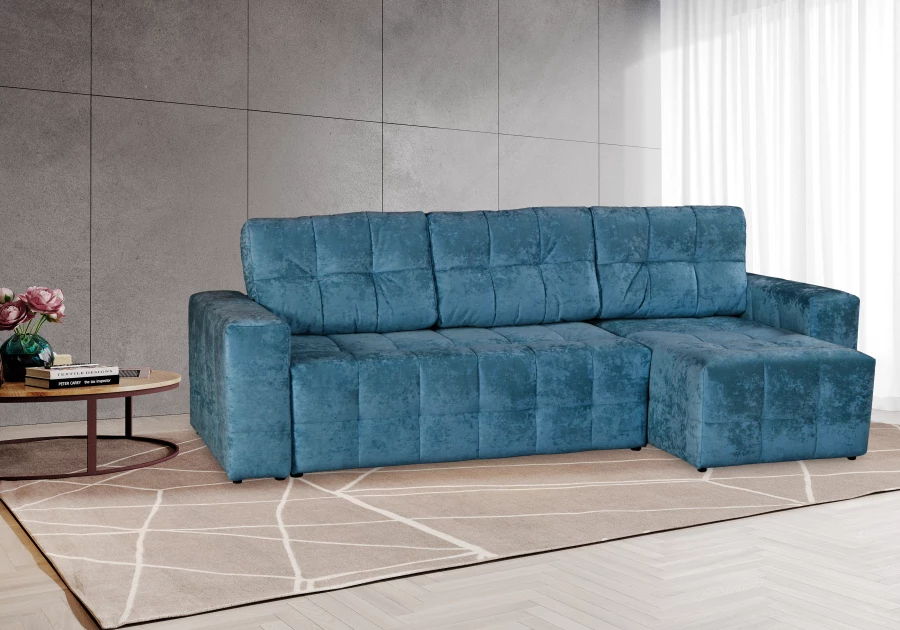 Угловой диван-кровать Реал, светло-синий,  228х160х97 см (изображение №5)