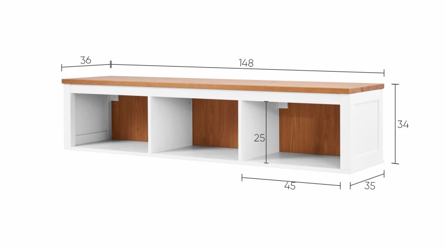 Полка навесная - аналог IKEA HEMNES / ХЕМНЭС/ ХЕМНЕС / КЫМОР / ИКЕА 148х34х37 см, белый/светло-коричневый (изображение №5)