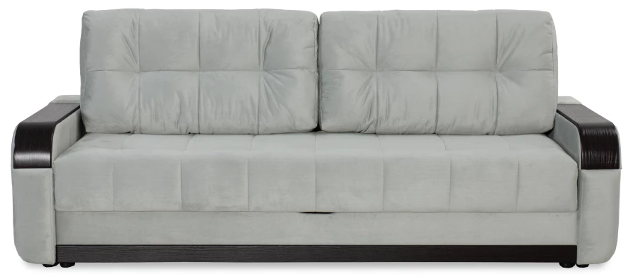 Диван-кровать Татьяна 5 БД Optima велюровый, раскладной, с ящиком для белья, механизм Еврокнижка, светло-серый велюр, 234х117х100см (изображение №2)