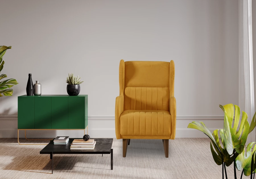 Кресло мягкое Градара, велюр, анатомическое, желтый 66х84х102 см (изображение №9)