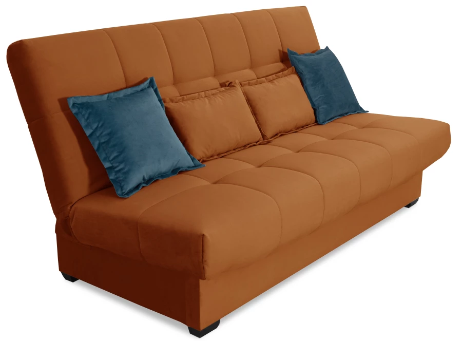 Прямой диван-кровать Аккорд, велюровый, раскладной, терракотовый, 192х100х95 см (изображение №2)