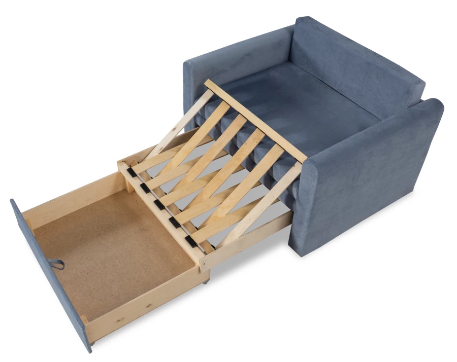 Прямой диван-кровать Юнат 2, раскладной, серо-голубой, 106х87х94 см (изображение №7)