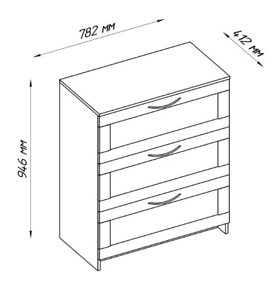 Комод 3 ящика СИРИУС - аналог IKEA BRIMNES, белый (изображение №5)