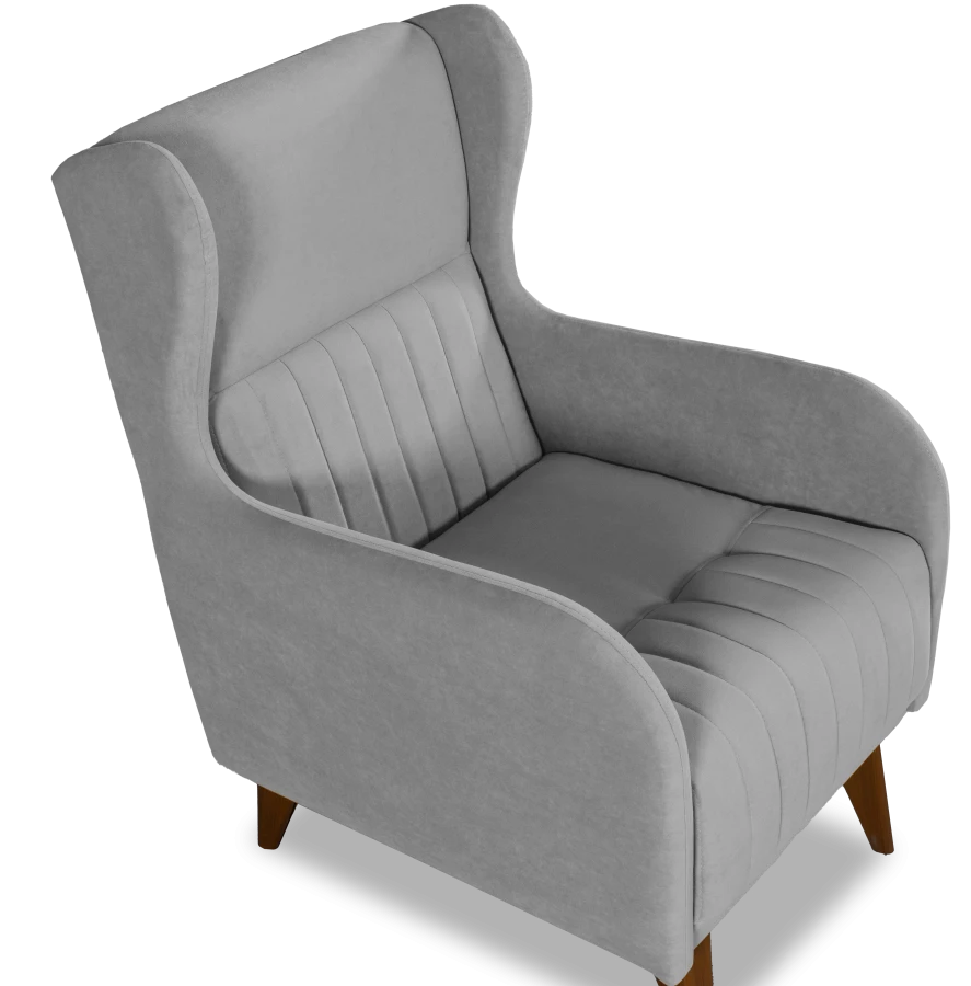 Кресло мягкое Градара, велюр, анатомическое, светло-серый,  66х84х102 см (изображение №5)