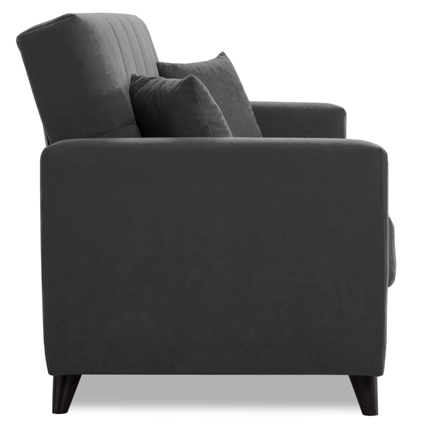 Диван-кровать Бетти 2 велюровый, раскладной, темно-серый, 236х88х96 см (изображение №6)