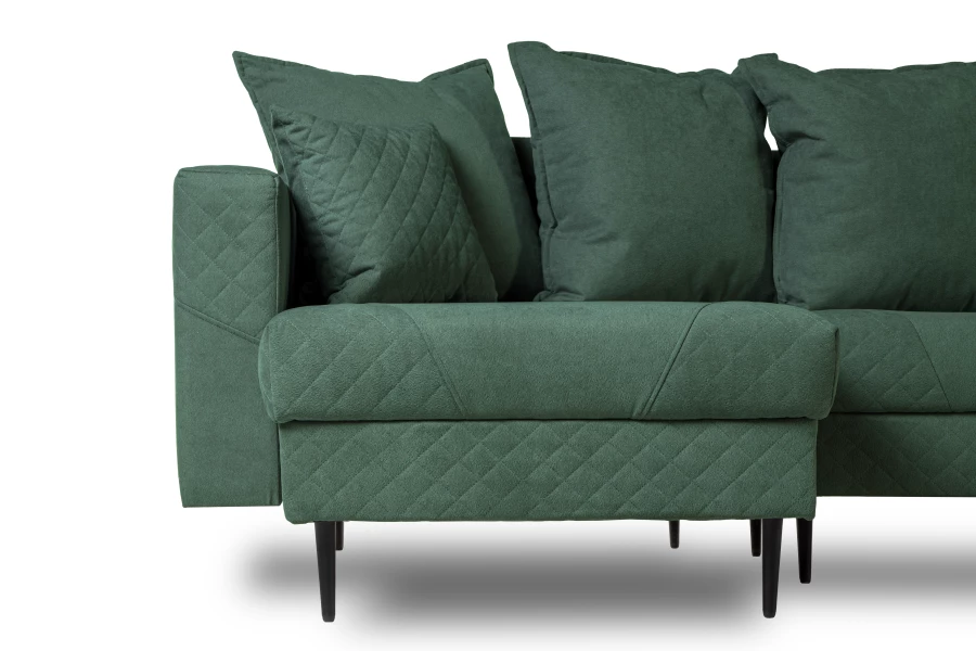 Диван-кровать Тенериф 3 прямой, велюровый, раскладной, зеленый, 312х157х90 см. (изображение №2)