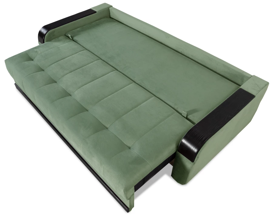 Диван-кровать Татьяна 5 БД Optima велюровый, раскладной, с ящиком для белья/ механизм Еврокнижка, мятный велюр,  234х117х100см (изображение №10)