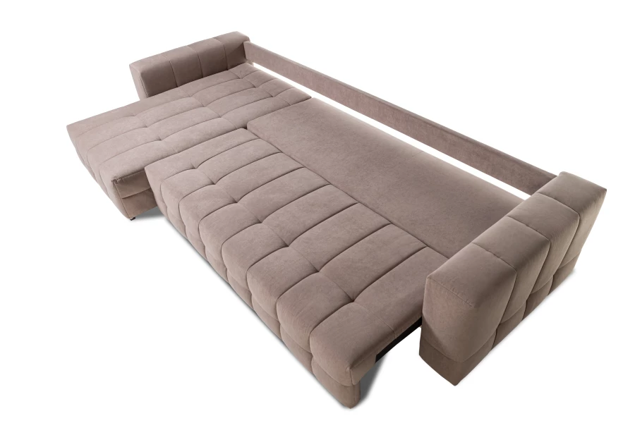 Диван-кровать Реал 2, велюровый, раскладной, какао велюр, 350х180х90 см (изображение №5)