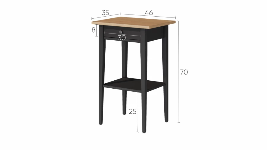 Тумба прикроватная - аналог IKEA HEMNES / ХЕМНЭС/ ХЕМНЕС / КЫМОР/ ИКЕА 46х70X35 см, черный/светло-коричневый (изображение №4)