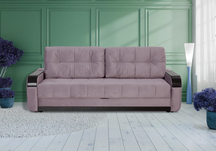 Диван-кровать Татьяна 5 БД Optima велюровый, с ящиком для белья, механизм Еврокнижка, какао велюр, 234х117х100см (изображение №12)