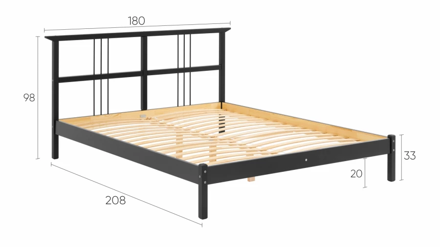 Кровать - аналог IKEA IDANAS/IDANÄS/ВОЙВЫВ/ИКЕА 160х200 см, черный (изображение №5)