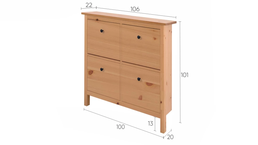 Обувница - аналог IKEA HEMNES / ХЕМНЭС/ ХЕМНЕС / КЫМОР / ИКЕА 106х101x22 см, светло-коричневый (изображение №5)