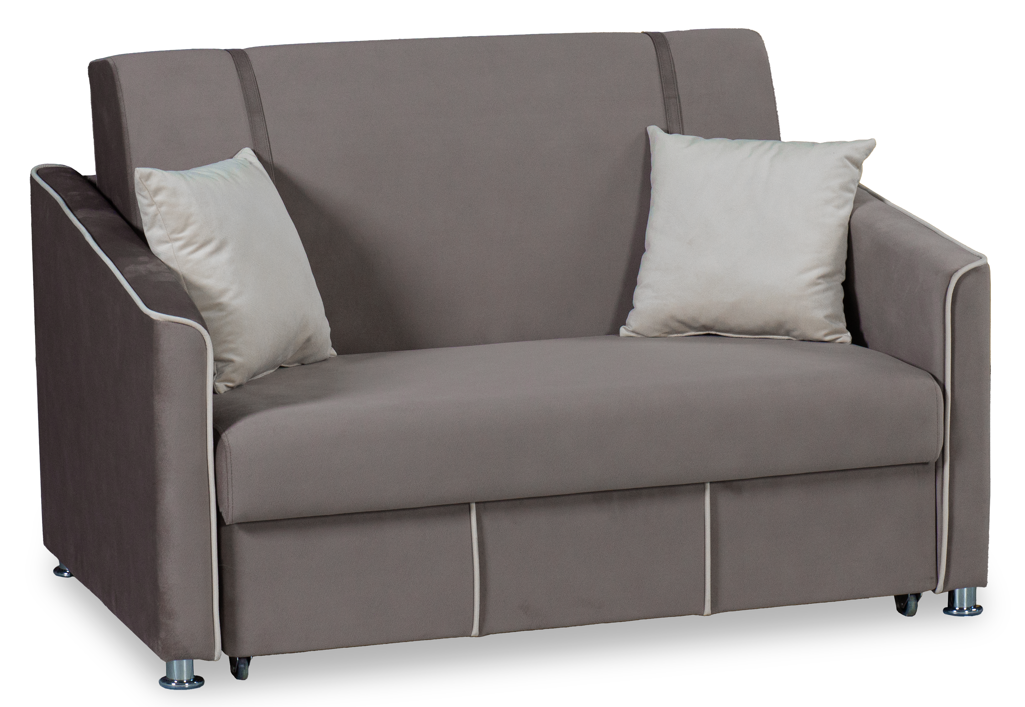 Прямой диван-кровать Милан, велюровый, раскладной, кофейно-песочно-серый, 149х99х91 см