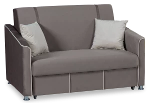 Прямой диван-кровать Милан, велюровый, раскладной, кофейно-песочно-серый, 149х99х91 см