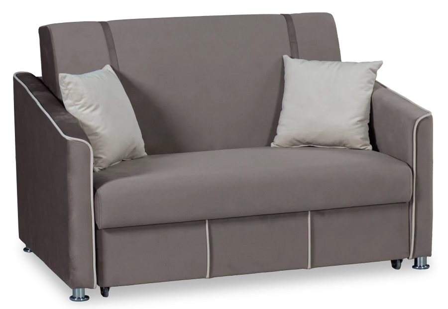 Прямой диван-кровать Милан, велюровый, раскладной, кофейно-песочно-серый, 149х99х91 см (изображение №1)