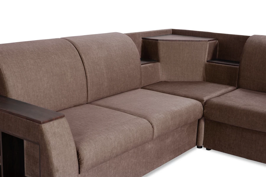 Угловой диван-кровать Сенатор, коричневый, 260х187х92 см (изображение №6)