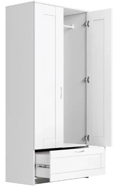Шкаф комбинированный 2 двери и 1 ящик СИРИУС - аналог IKEA BRIMNES, белый (изображение №2)