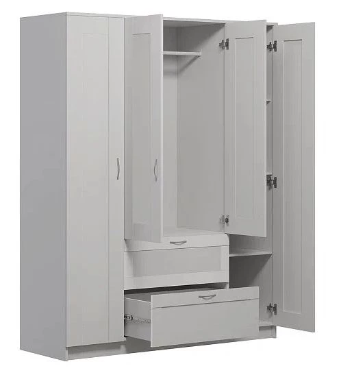 Шкаф комбинированный 4 двери и 2 ящика СИРИУС - аналог IKEA BRIMNES, белый (с 1 зеркалом) (изображение №3)