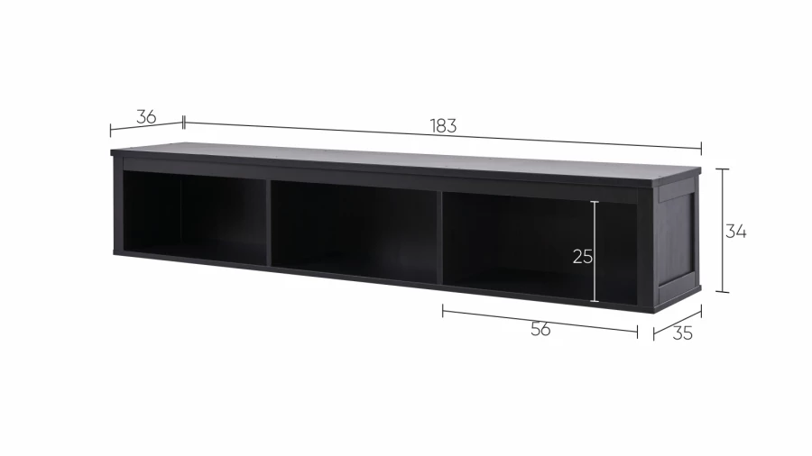 Полка навесная - аналог IKEA HEMNES / ХЕМНЭС/ ХЕМНЕС / КЫМОР / ИКЕА 183х34х37 см, черный (изображение №5)